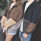 Couple Matching Color Panel Hooded Jacket