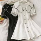 Sailor-collar Stitched Mini Shirtdress