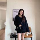 V-neck Faux-fur Knit Top