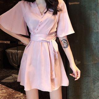Lace-up Bell Shoulder Dress