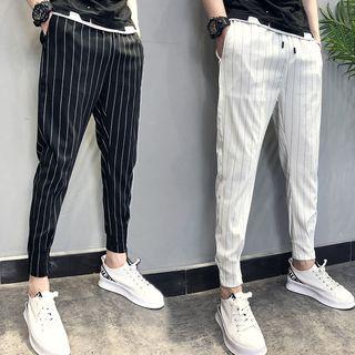 Drawstring Striped Slim-fit Pants