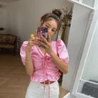 Drawstring Frill-hem Crop Top