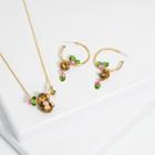 Animal Flower Enamel Pendant Alloy Necklace Pink & White & Green & Gold - One Size