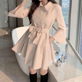 Bell-sleeve Double-breasted Coatdress