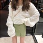 Long-sleeve Off-shoulder Open Knit Top
