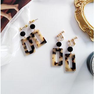 Retro Geometric Drop Earring / Clip-on Earring