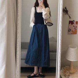 Plain Blouse / Camisole Top / A-line Skirt / Set