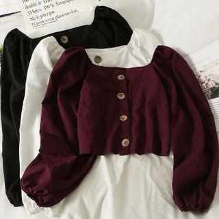 Boatneck Slim-fit Crop Shirt