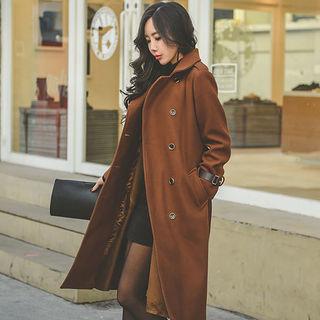 Epaulet Double-breasted Mac Coat With Belt