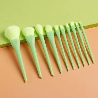 Set Of 10: Makeup Brush Set Of 10 - Green - One Size
