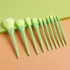Set Of 10: Makeup Brush Set Of 10 - Green - One Size