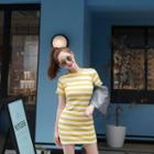 Short-sleeve Stripe Minidress