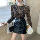 Zebra Print Top / Faux Leather Mini Skirt