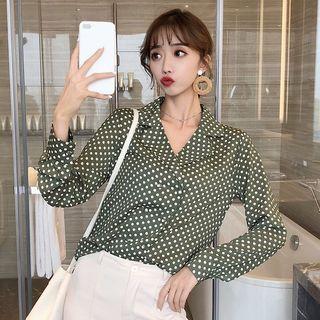 Dotted Notch Lapel Blouse