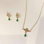 Faux Crystal Alloy Star Earring / Pendant Necklace