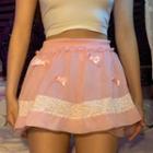 High-waist Lace Panel Bow-detail Mini Skirt