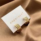 Layered Alloy Open Hoop Earring 1 Pair - Gold - One Size