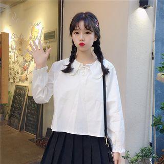 Peter Pan Collar Blouse / Heart Embroidered Pinafore Dress