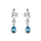 Elegant Pattern Earrings With Blue Austrian Element Crystal Silver - One Size