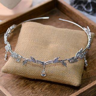 Rhinestone Floral Headband Silver - One Size