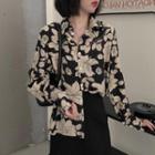 Floral Print Shirt Almond Flowers - Black - One Size