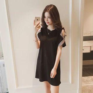 Short-sleeve Cold Shoulder Mini Shift Dress