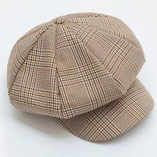Glen-plaid Newsboy Cap