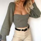 Knit Tube Top / Cropped Open Front Cardigan