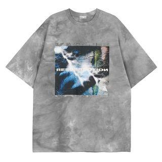 Short-sleeve Washed Printed T-shirt