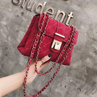 Faux Suede Stitched Detail Crossbody Bag