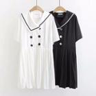 Short-sleeve Double-breasted Shirt Dress