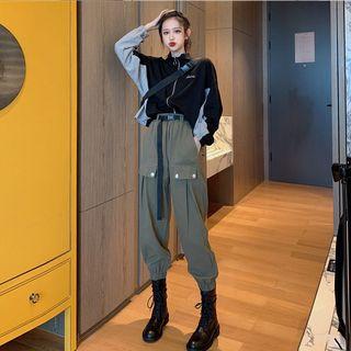 Colorblock Zipper Pullover / Cargo Jogger Pants