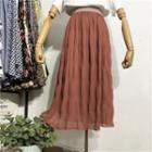Midi A-line Crinkle Chiffon Skirt