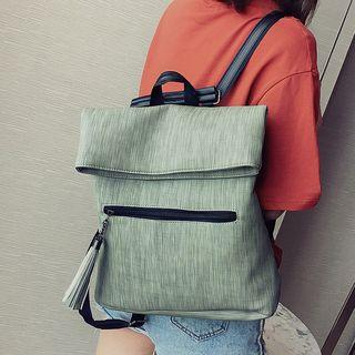 Tassel Square Faux-leather Backpack