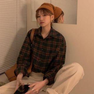 Plaid Shirt Jacket Black & Red - One Size