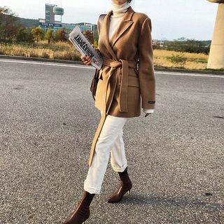 Wool Blend Handmade Wrap Blazer
