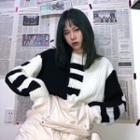 Two-tone Sweater Black & White - One Size