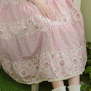 Tiered Floral Long Skirt
