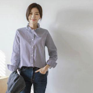 Frill-collar Tie-neck Shirt