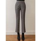 Slit-side Plaid Boot-cut Pants