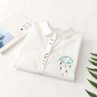 Cloud Embroidered Long-sleeve Shirt White - One Size