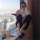 Stripe Slit-side T-shirt