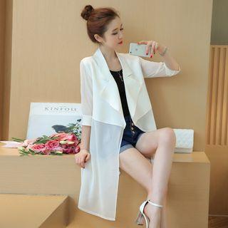 3/4-sleeve Chiffon Trench Coat