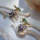 Rhinestone Grape Drop Earring 1 Pair - Silver Needle Earring - Purple - One Size