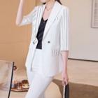 3/4-sleeve Striped Blazer / Dress Pants / Set