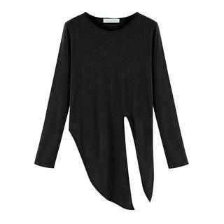 Long-sleeve Slit Front Top