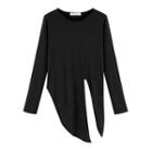 Long-sleeve Slit Front Top