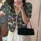 Short-sleeve Lace Button-up Jacket