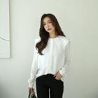 Sailor-collar Rayon Blouse Ivory - One Size