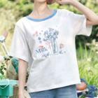 Bow-detail Printed Short-sleeve Top